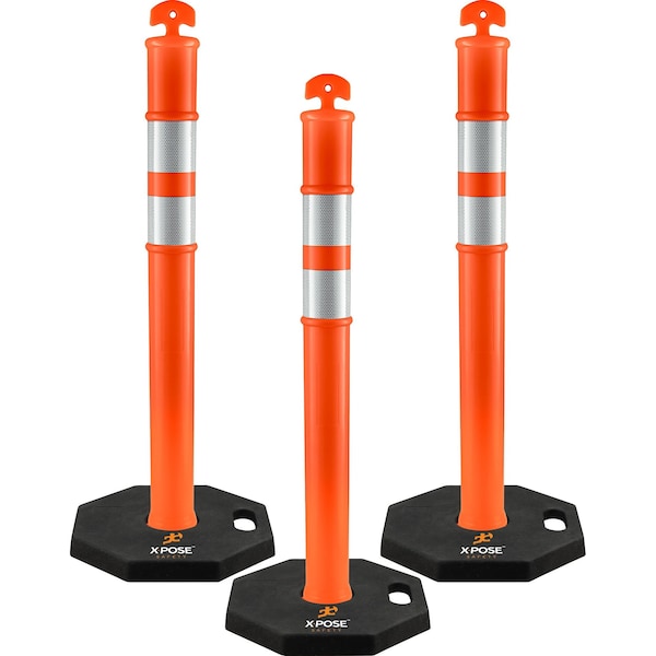 Xpose Safety Delineator Post, 44" Length, High Visibility Orange 3 PK DLTB-44-3-X-S - main